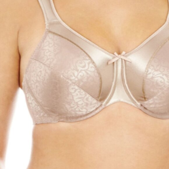 NWT Bali 3562 Satin Tracings Minimizer Bra in Rosewood 38C Item#338J - Picture 5 of 10